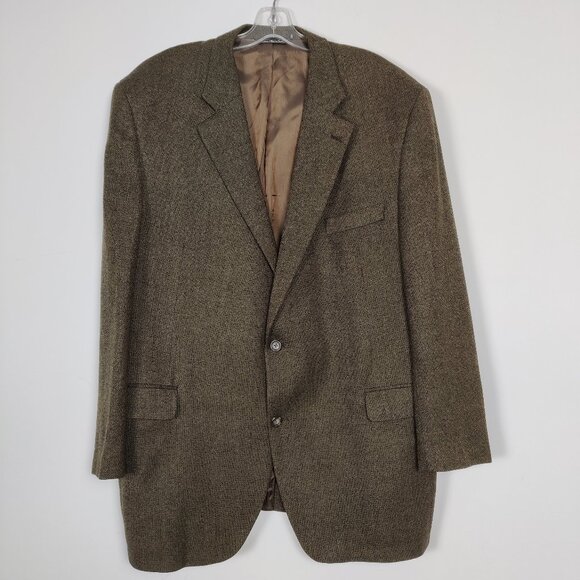 Lanza Collezione Men's Blazer Size 48L Brown Pin Check Plaid Business Casual - Picture 1 of 12